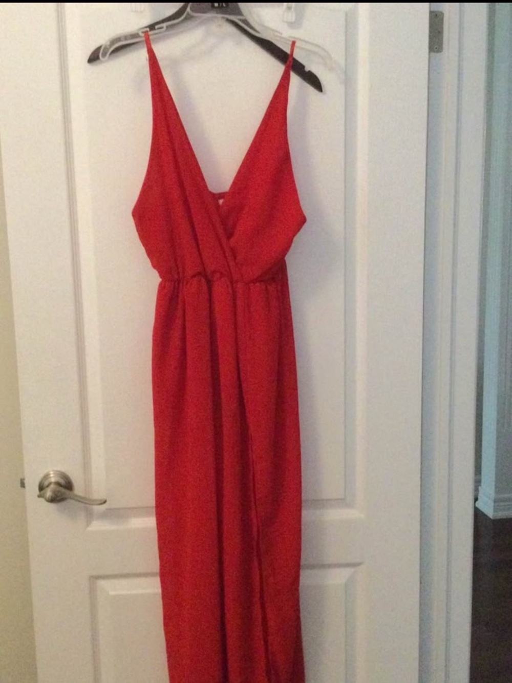 Red spaghetti strap dress